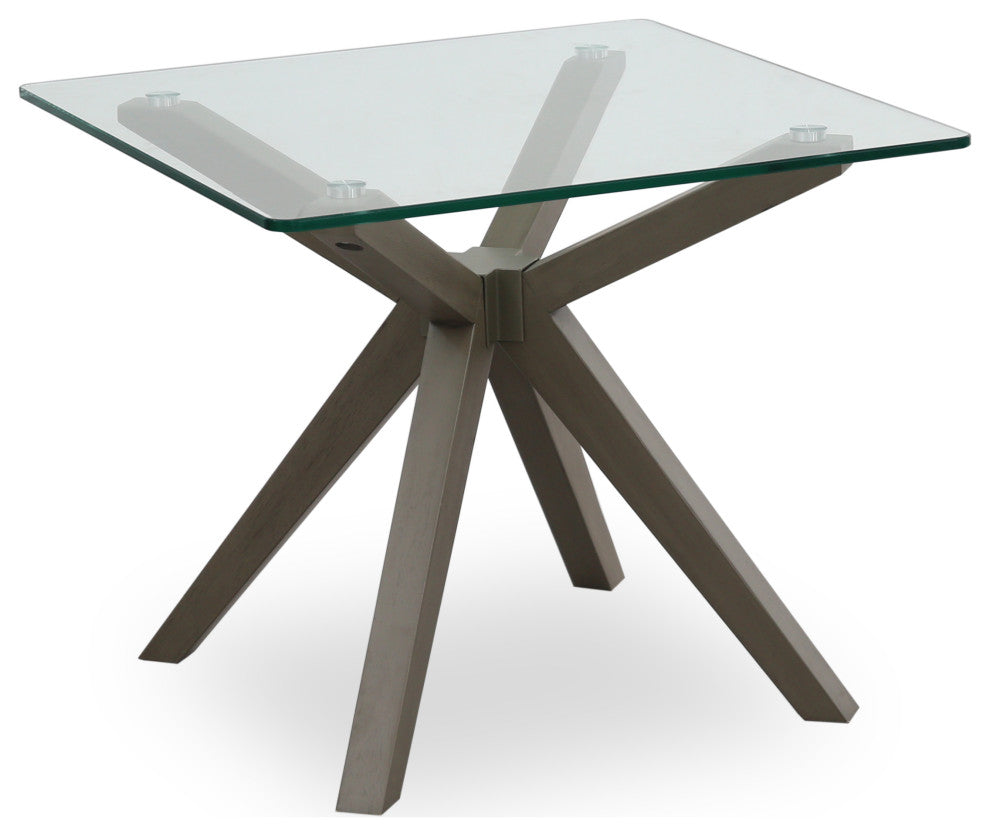 Mid-Century Modern Glass End Table, Gray