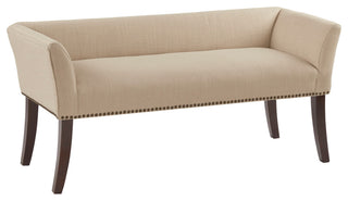 Madison Park Flared Low Arm Low Back Accent Bench Chair, Tan