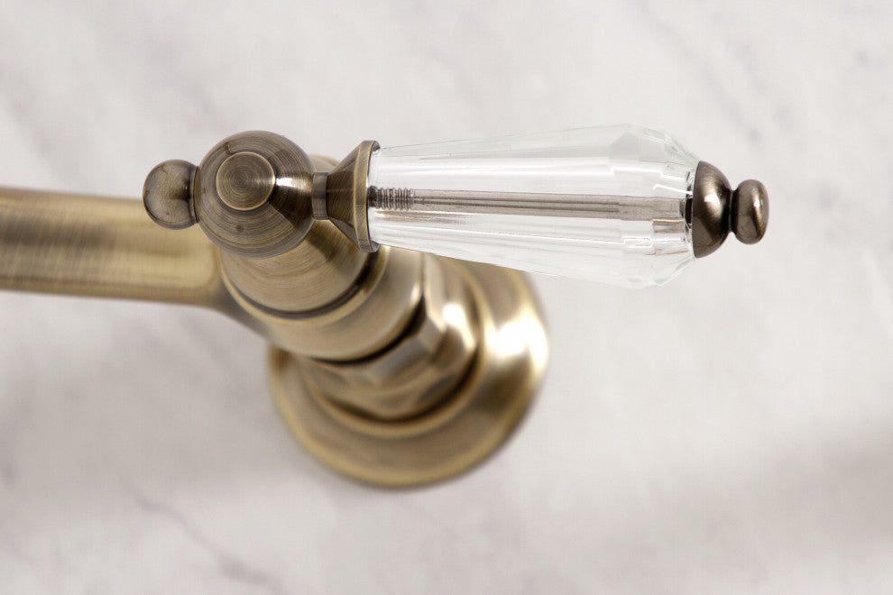 Kingston Brass KS1243WLLBS Wall Mount Bridge Kitchen Faucet, Brass Sprayer