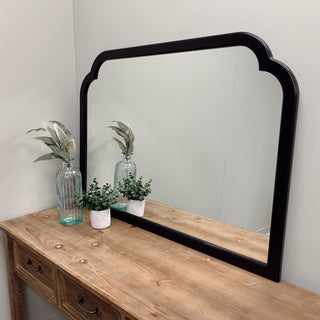 Pescara Framed Mantel Mirror, Clover Cathedral, 38.4"x27.4", Matte Black