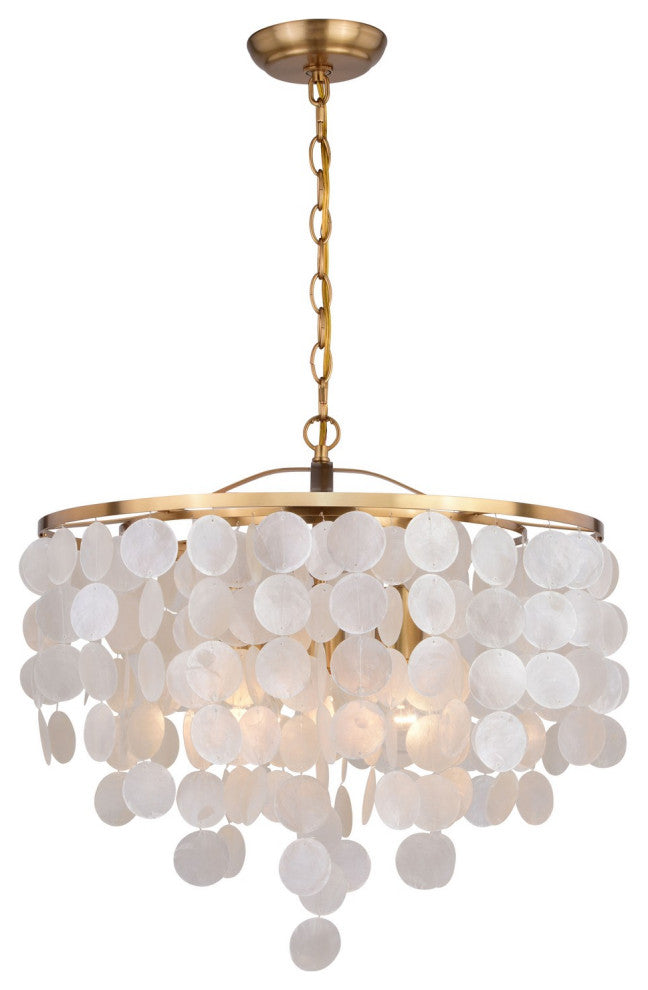 Elsa Three Light Pendant in Natural Brass
