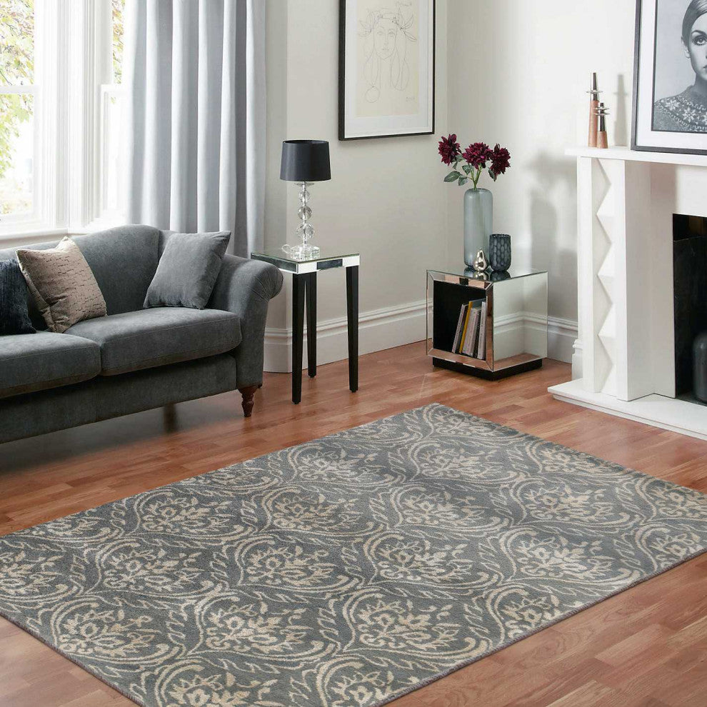 8" X10" X 0.5" Gray Wool Area Rug