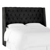 Williams California King Nail Button Tufted Wingback, Velvet Black