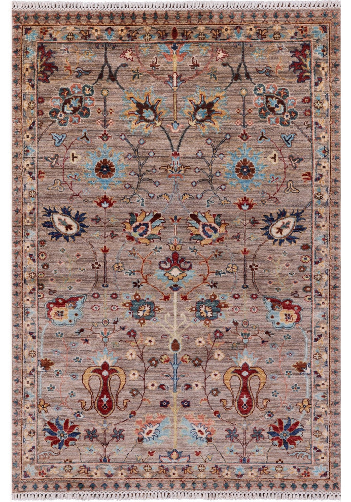 Handmade Persian Tabriz Wool Rug 4' 3" X 6' 5" Q10174