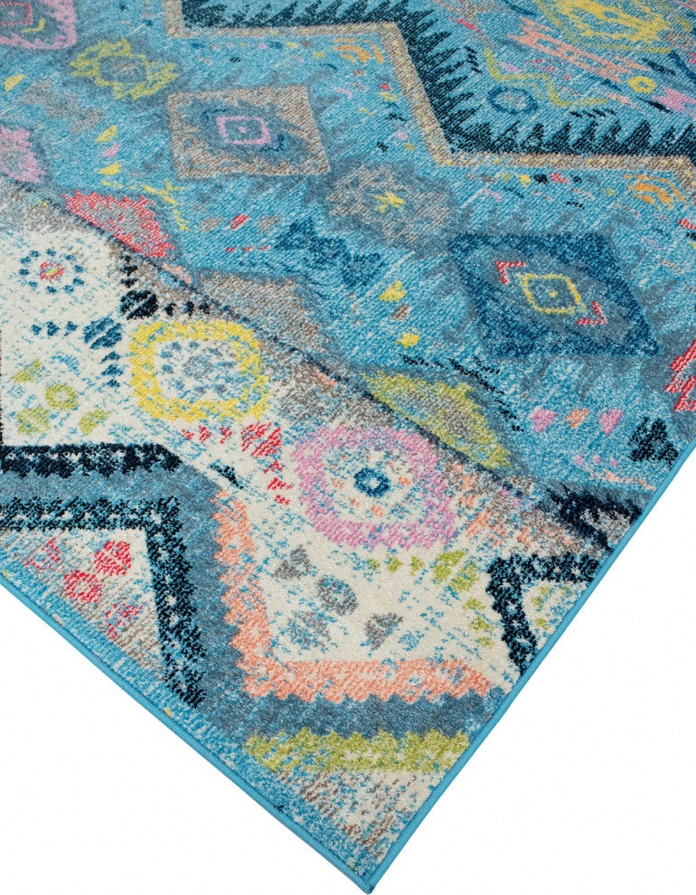 Noori Rug Distressed Gearldine Blue/Pink Runner