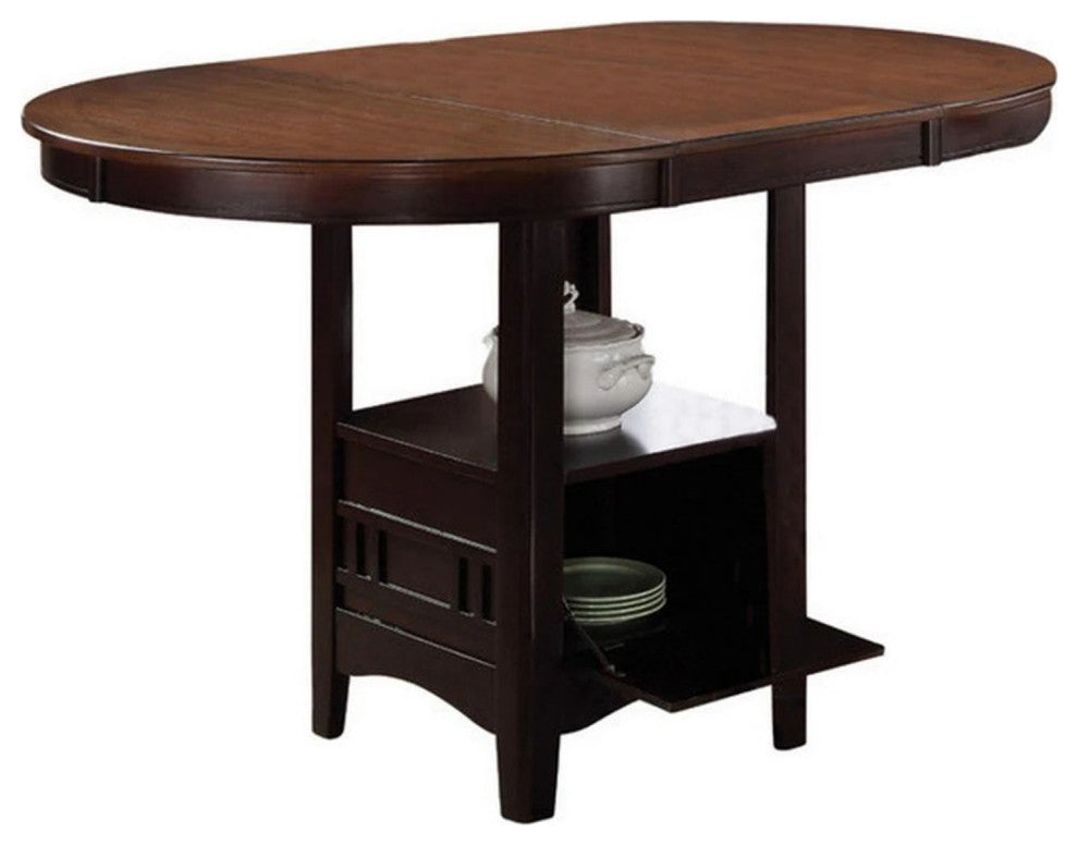 Wood Counter Height Table, Light Chesnut and Espresso