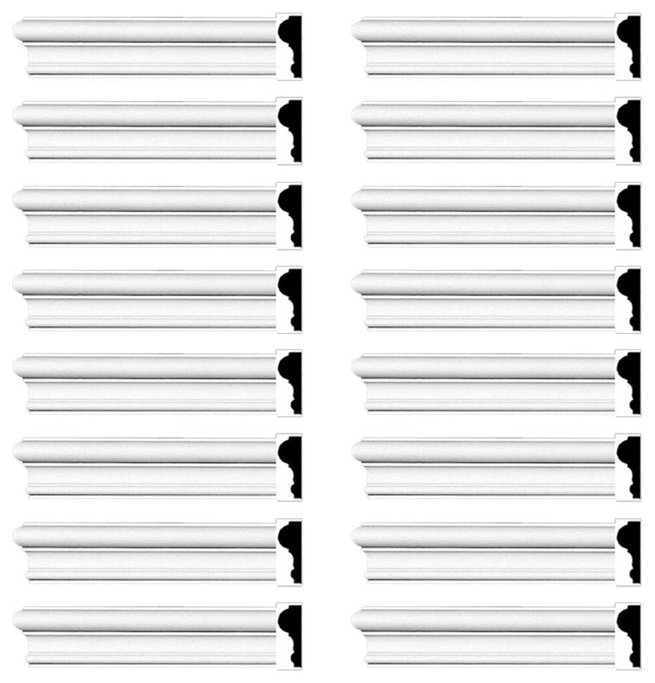 Cornice White Urethane Simple Design 16 Pieces Totaling 1536" Length