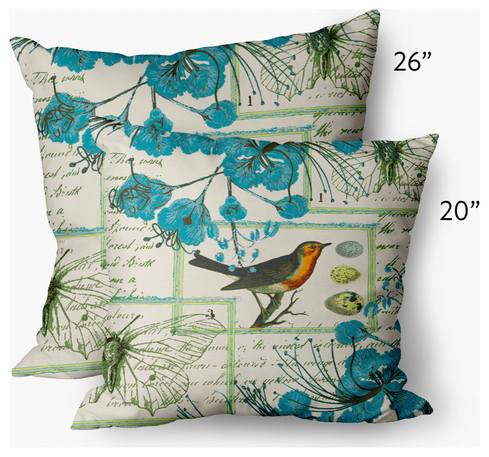 Singing Bird Decorative Throw Pillow, Explorer Blue, 26"x26"