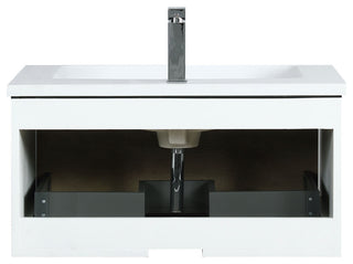 Scopi 30 Rustic Acacia Vanity, Acrylic Top With Sink, Gun Metal Faucet Set