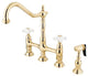 Kingston Brass Bridge Kitchen Faucet With Brass Sprayer, Polished Brass