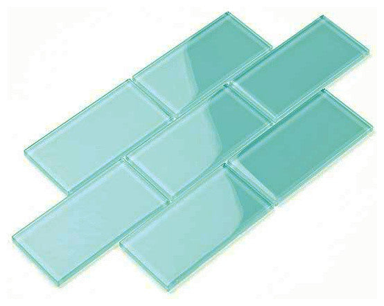 Glass Subway Tile, Teal, Sample Swatch
