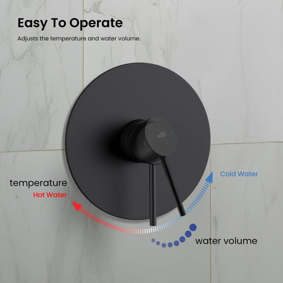 Circular Single Function Shower System, Rough, Valve, Matte Black