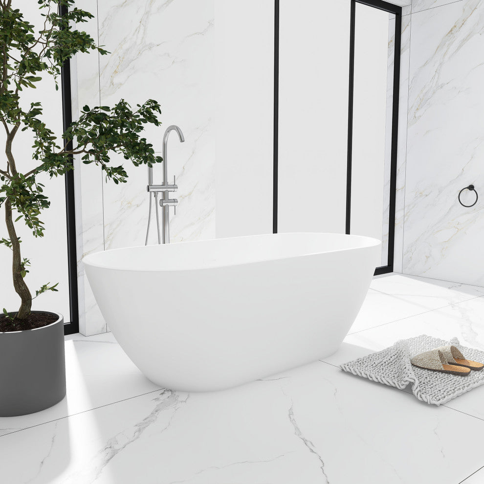 Acrylic Freestanding Soaking Bathtub in White, 60"28"