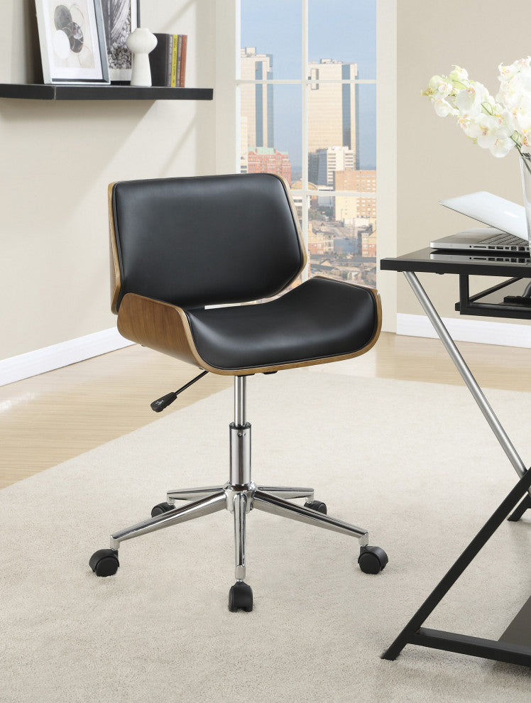 Adjustable Height Office Chair, Black And Chrome