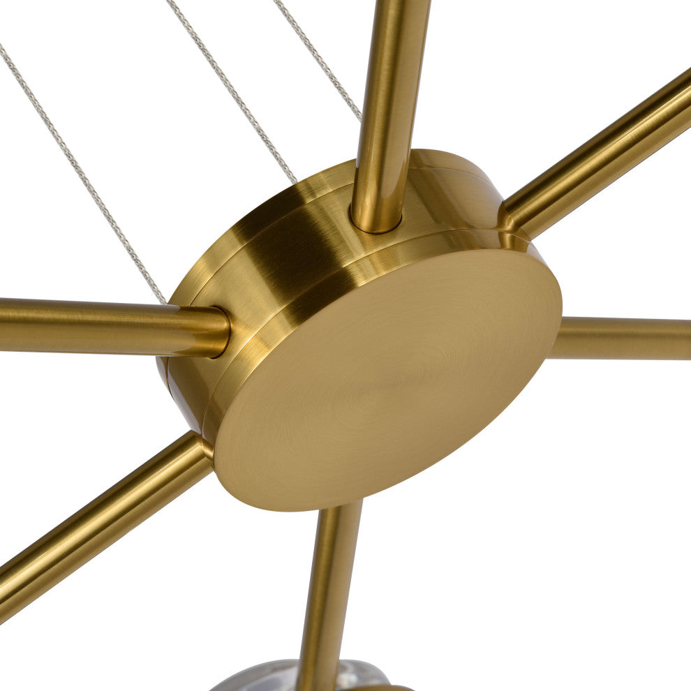 Milano 25" ETL Certified LED Height Adjustable Pendant Chandelier, Antique Brass