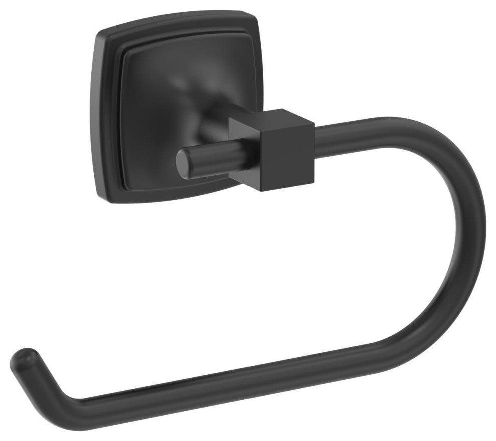 Amerock Stature Transitional Single Post Toilet Paper Holder, Matte Black