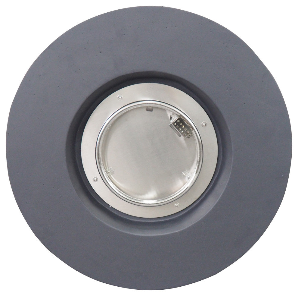 GDF Studio Leo Outdoor 31" Round Light Weight Concrete Gas Burning Fire Pit, Dark Gray