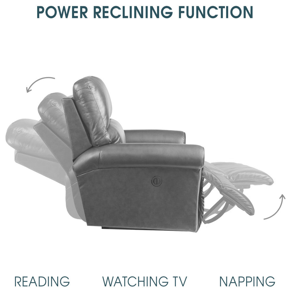 Estelle Power Recliner Chair, Gunmetal Fabric