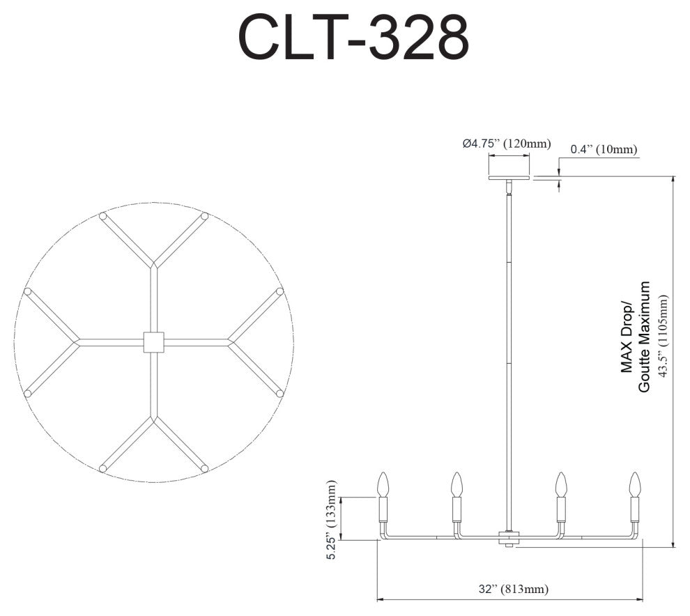 Colette Contemporary 8 Light Matte Black Metal Chandelier