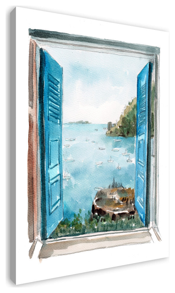 Ocean View Window 32x48 Canvas Wall Art