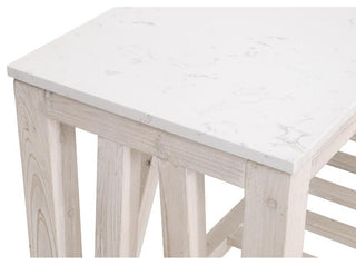 Spruce End Table, White Wash Pine, White Quartz