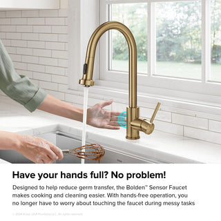 Bolden Sensor 2-Function Pull-Down 1-Handle Kitchen Faucet, Brushed Brass