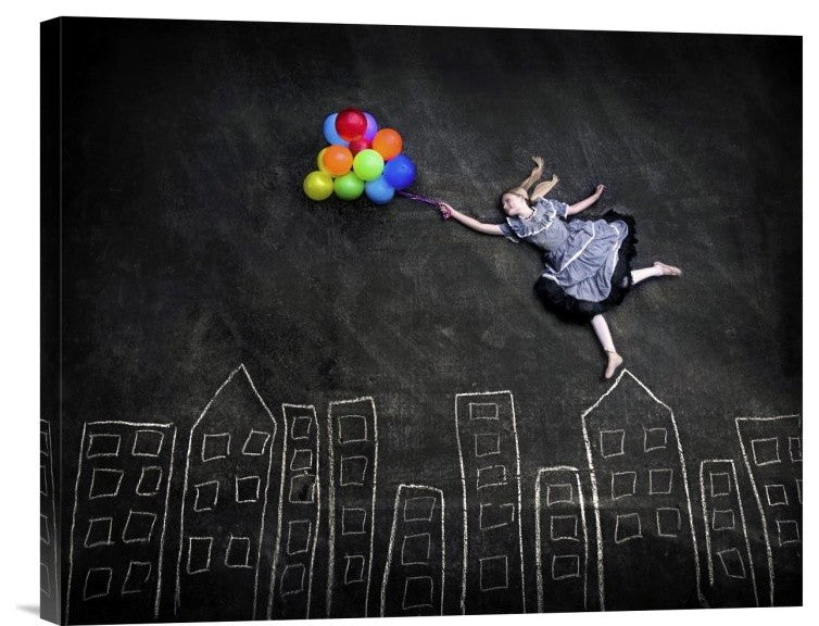 "Flying On The Rooftops" Stretched Canvas Giclee by Nj Sabs, 20x16"