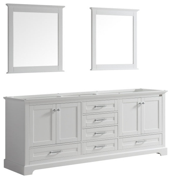 Dukes 80" White Double Vanity, No Top and 30" Mirrors