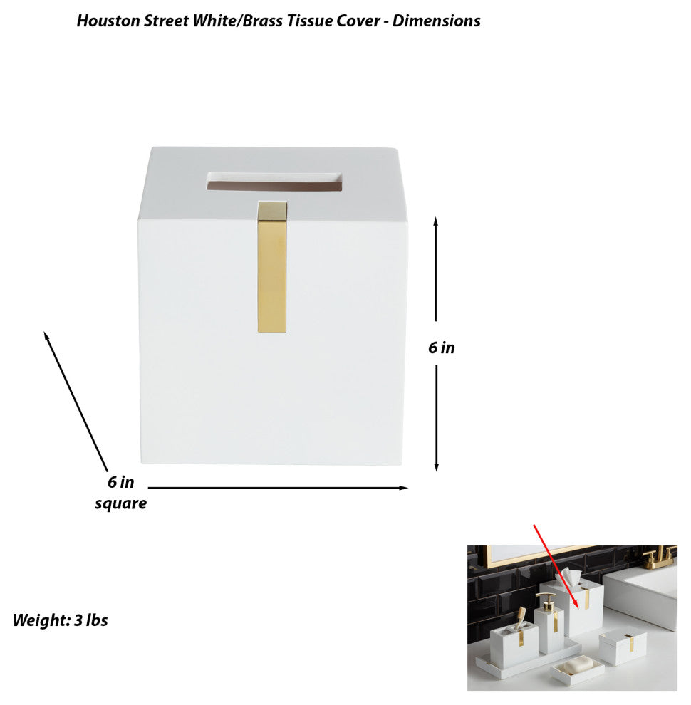 Houston Street White/Brass Tissue Cover