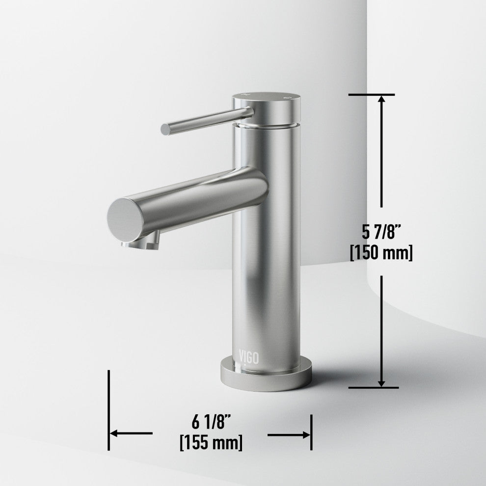 VIGO Jewel 6" H Single Handle Single Hole Bathroom Faucet, Brushed Nickel
