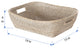 La Jolla  Handwoven Oblong Rattan Storage and Shelf Basket, White-Wash