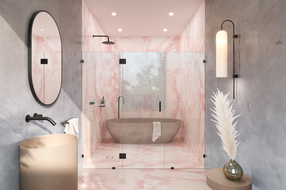 78"x96.75" Frameless 3 Panel Inline Shower Door, Matte Black