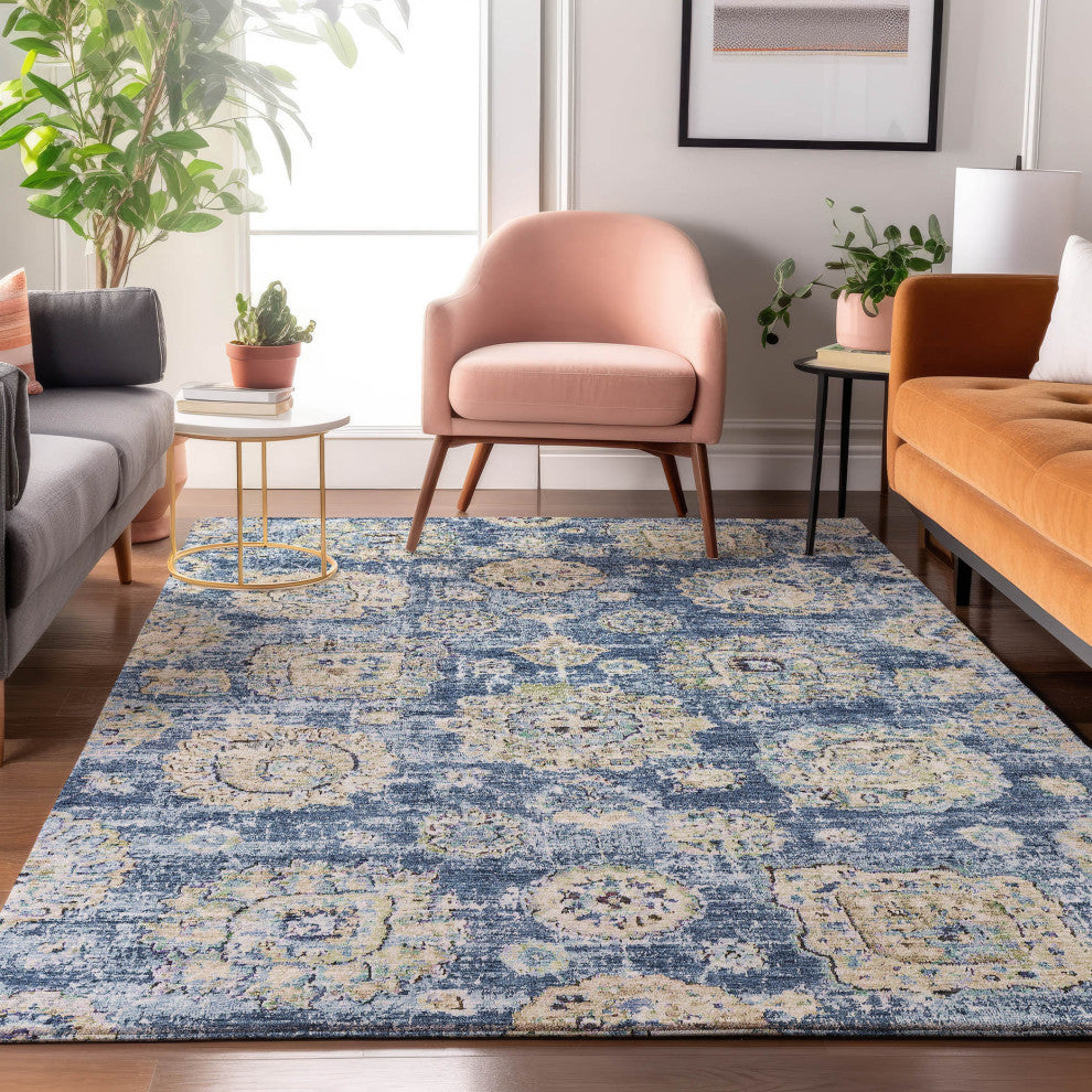 Premium Machine Washable Mayfield AMF634 Blue 5' x 7'6" Rug
