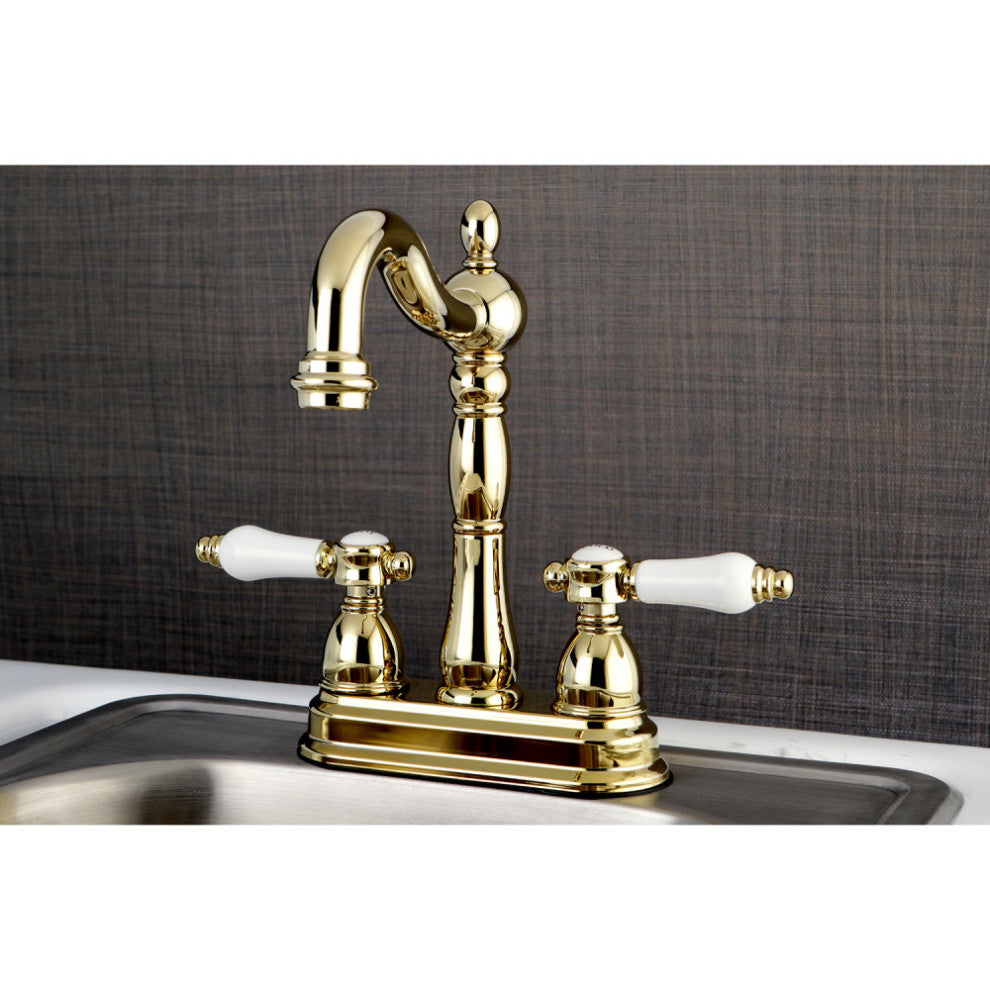 Kingston Brass 4" Centerset Bar Faucet, Polished Brass
