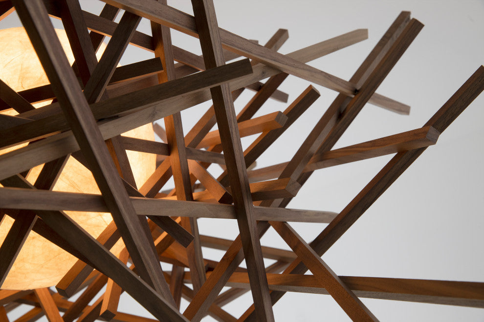 Cura LED Pendant, Walnut, Black Canopy, 3000k