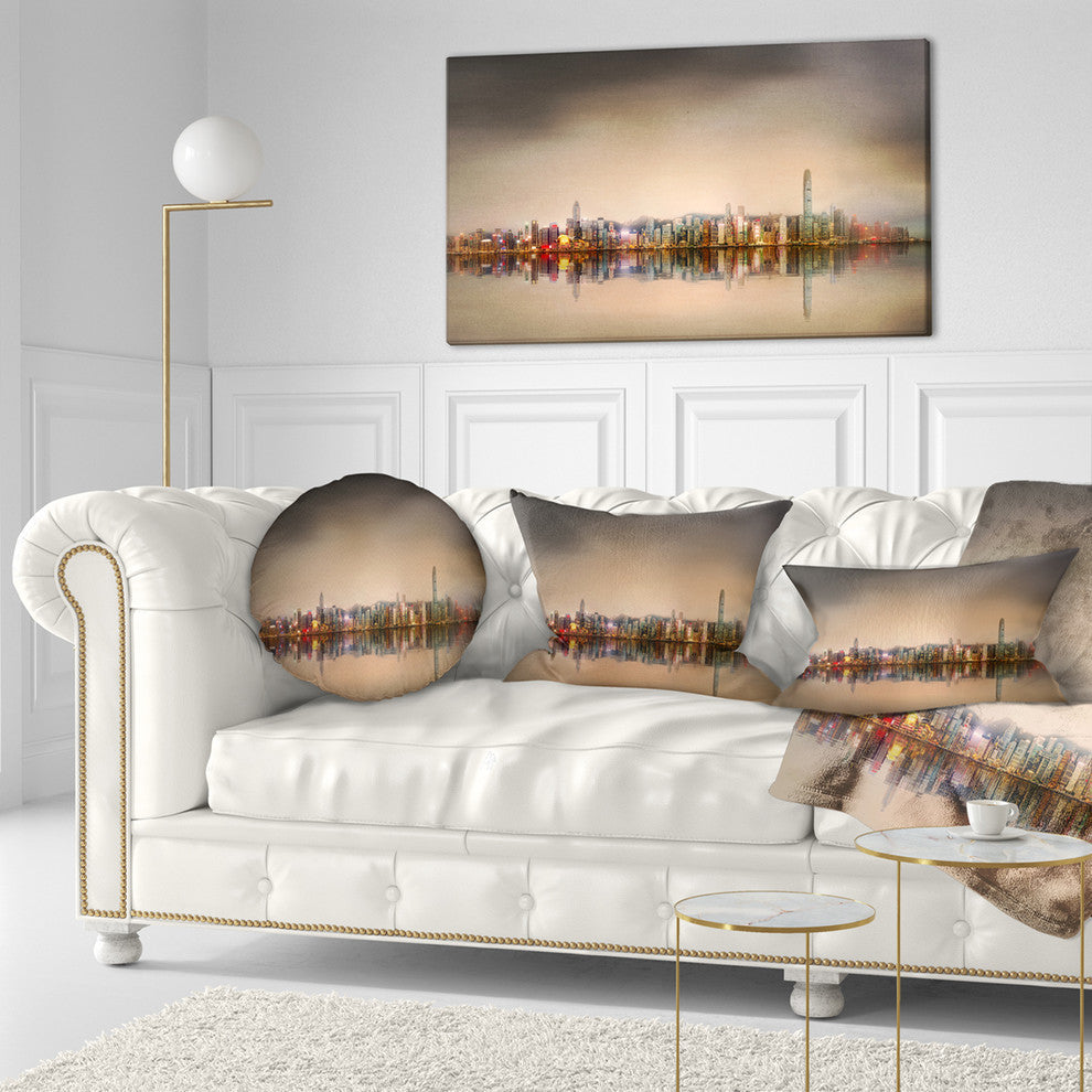 Singapore Financial District Skyscrapers Cityscape Throw Pillow, 12"x20"