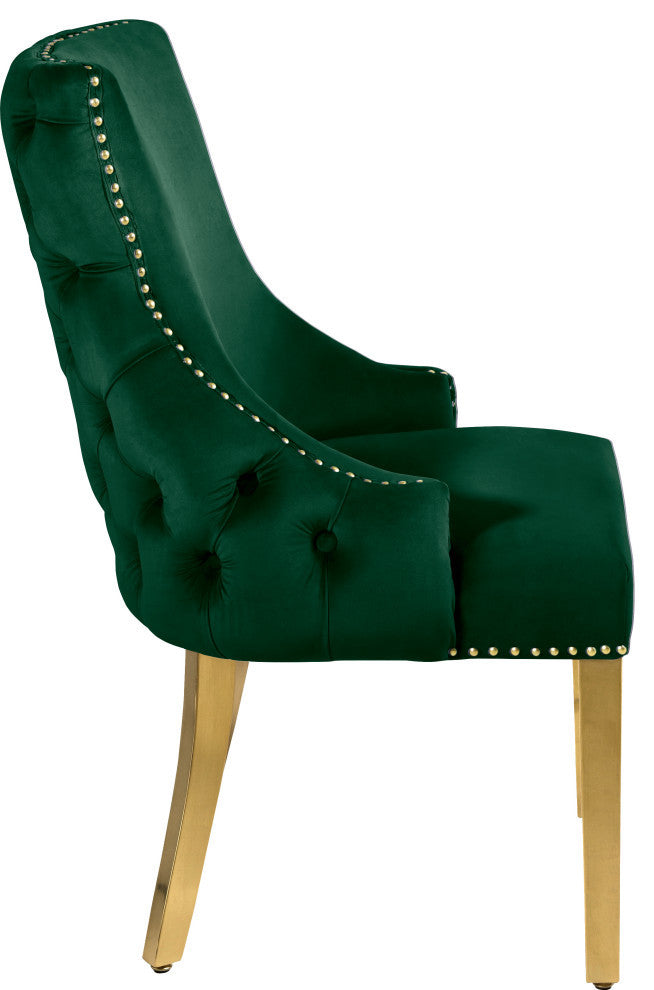 The Tuft Dining Chair, Green, Velvet, Set of 2