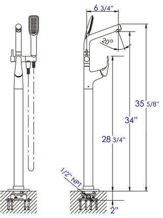 ALFI brand AB2758 Floor Mounted Tub Filler - Polished Chrome
