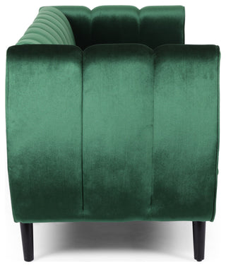 Yuma Modern Velvet 3-Seater Sofa, Emerald/Dark Brown