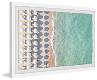 "White Sun Umbrellas" Framed Painting Print, 24x16