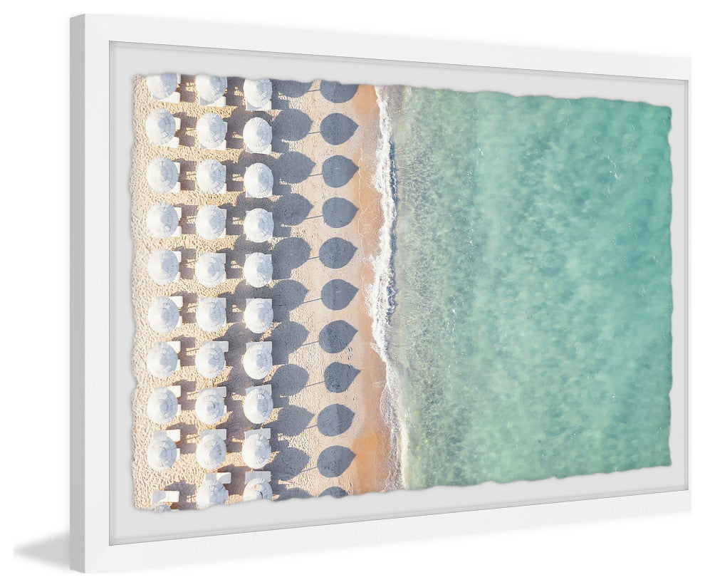 "White Sun Umbrellas" Framed Painting Print, 24x16