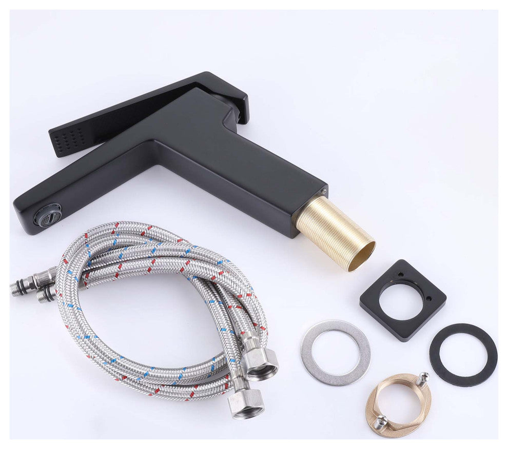 Deck Mounted Single Handle Bathroom Faucet, Single Hole, Matte Black