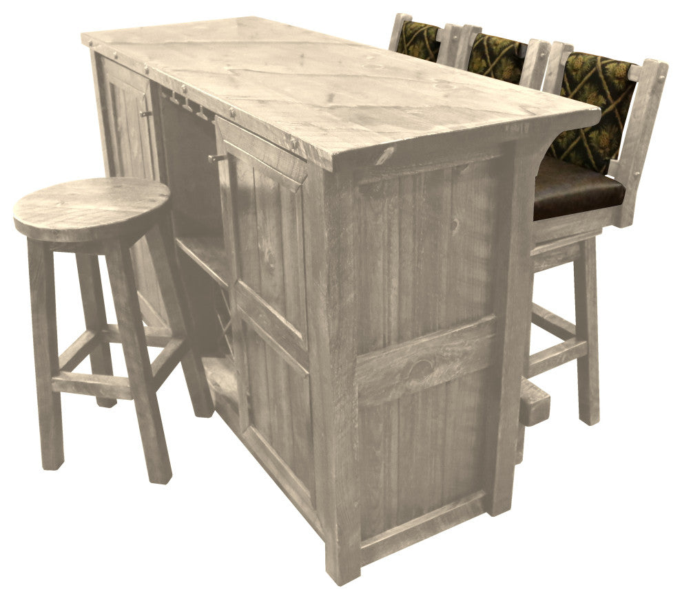 Barnwood Style Timber Peg Freestanding Bar Set, Frost, Black Pine Cone and Quarter Espresso