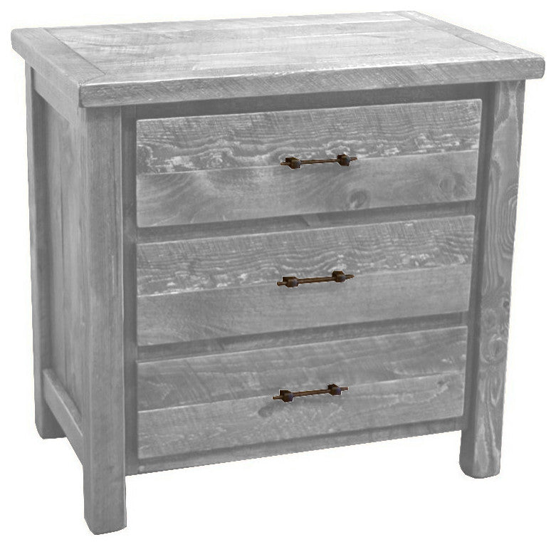 Barnwood Style Timber Peg 3-Drawer Chest, Thunder White