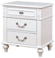 Benzara BM241909 Nightstand With 3 Drawers and Built In USB Port, White