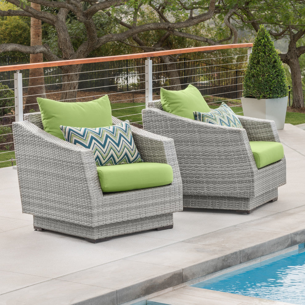 Cannes 2 Piece Aluminum Outdoor Patio Club Chairs, Green
