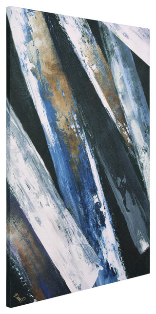 "Silver Cascade" Abstract Art on Silver Shagreen Wrapped Canvas Wall Art