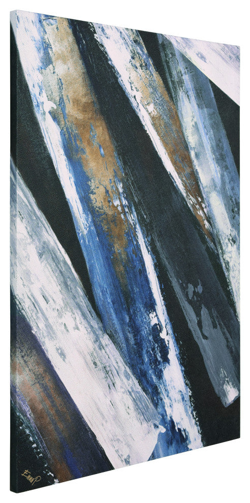 "Silver Cascade" Abstract Art on Silver Shagreen Wrapped Canvas Wall Art