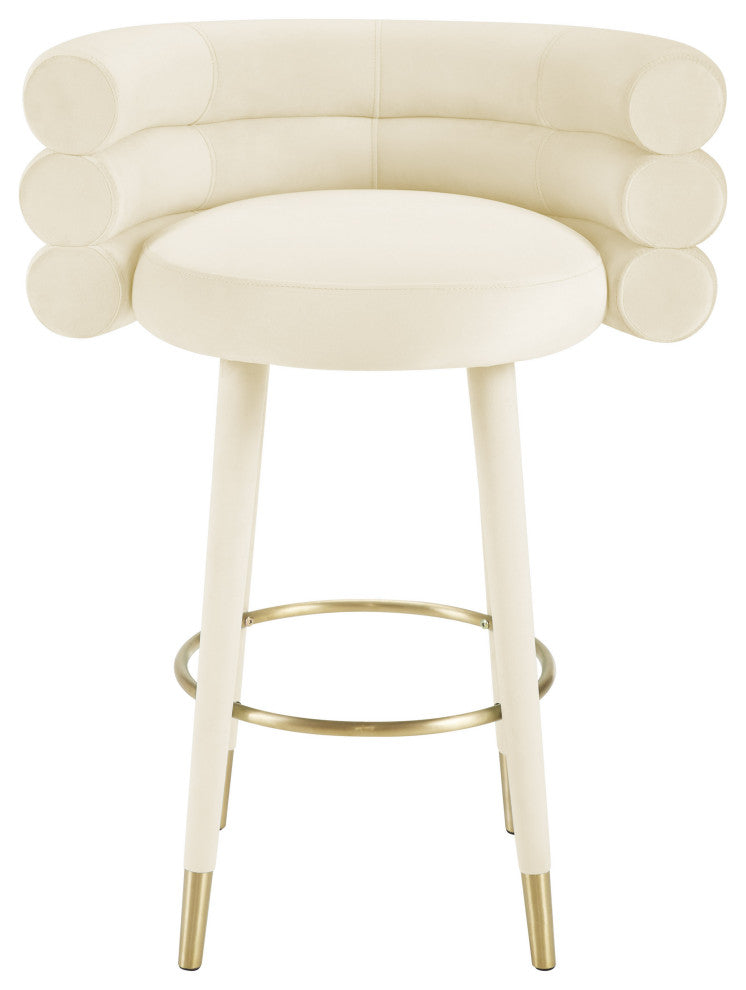 Betty Velvet Barstool, Cream, Counter Height