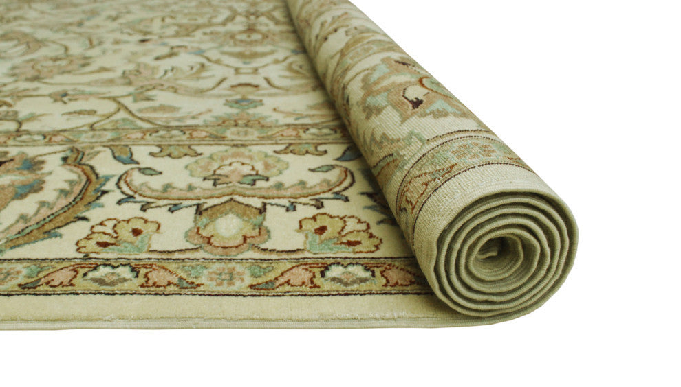 Turkish-Knotted Aesoburn Ivory/Gold Rug, 8'3x10'3